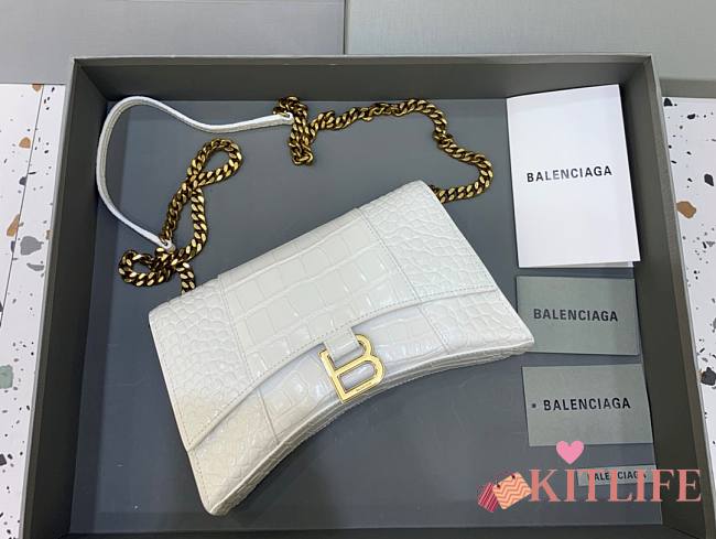 Kitlife Balenciaga Hourglass WOC Crocodile Grey Gold Hardware - 23x5x14cm - 1