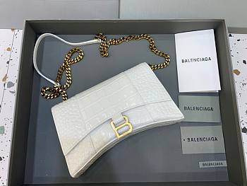 Kitlife Balenciaga Hourglass WOC Crocodile Grey Gold Hardware - 23x5x14cm