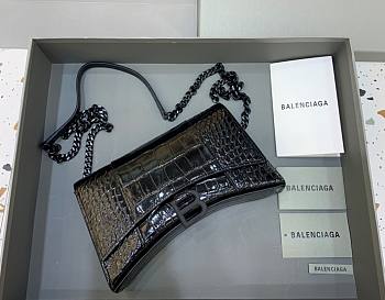 Kitlife Balenciaga Hourglass WOC Crocodile Black Metal Hardware - 23x5x14cm