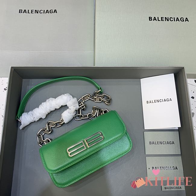 Kitlife Balenciaga Gossip mini green leather shoulder bag - 19x5.5x10cm - 1