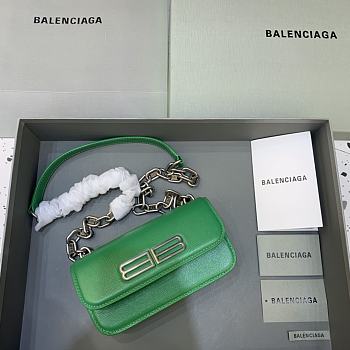 Kitlife Balenciaga Gossip mini green leather shoulder bag - 19x5.5x10cm