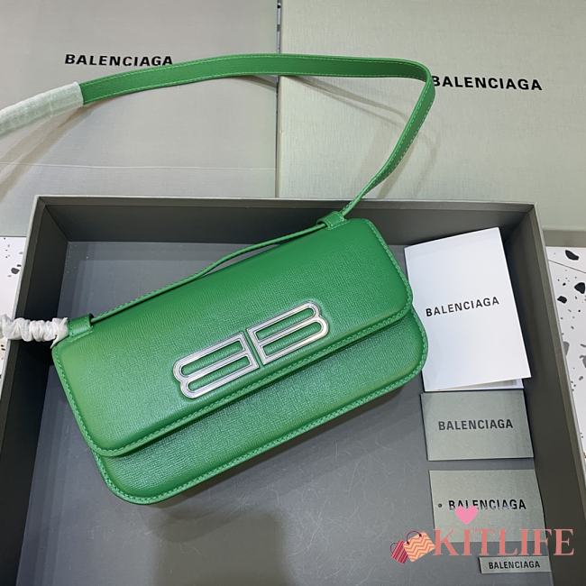 Kitlife Balenciaga Gossip small green leather shoulder bag - 23.5x12.4x10.4cm - 1