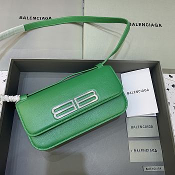 Kitlife Balenciaga Gossip small green leather shoulder bag - 23.5x12.4x10.4cm