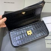 Kitlife Balenciaga Gossip small black crocodile leather shoulder bag - 23.5x12.4x10.4cm - 5