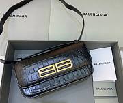 Kitlife Balenciaga Gossip small black crocodile leather shoulder bag - 23.5x12.4x10.4cm - 1