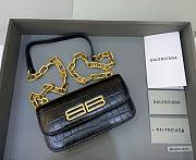 Kitlife Balenciaga Gossip mini black crocodile leather shoulder bag - 19x5.5x10cm - 1