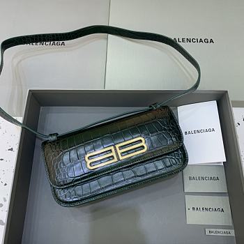 Kitlife Balenciaga Gossip small green crocodile leather shoulder bag - 23.5x12.4x10.4cm