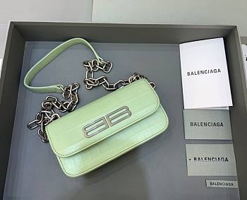 Kitlife Balenciaga Gossip mini mint crocodile leather shoulder bag - 19x5.5x10cm