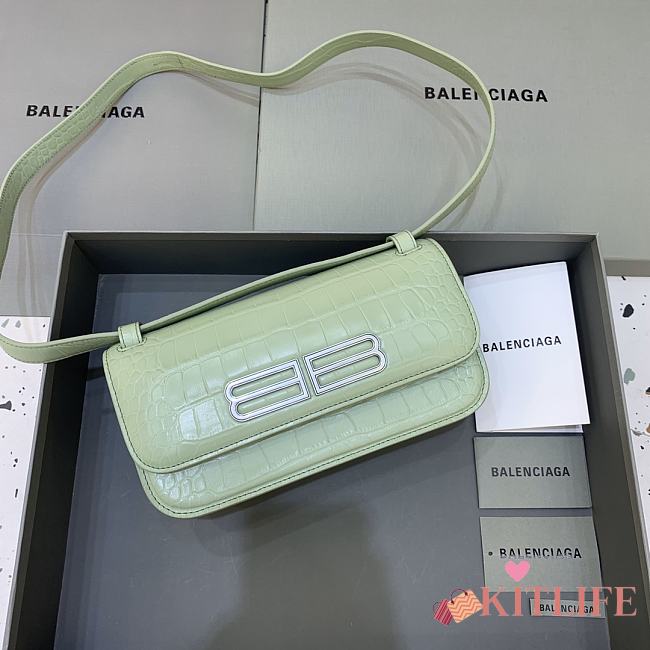 Kitlife Balenciaga Gossip small mint crocodile leather shoulder bag - 23.5x12.4x10.4cm - 1