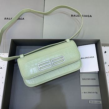 Kitlife Balenciaga Gossip small mint crocodile leather shoulder bag - 23.5x12.4x10.4cm