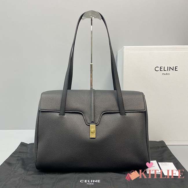 KITLIFE CELINE LARGE SOFT 16 BAG IN SMOOTH CALFSKIN BLACK - 60051 - 38x26x18 cm - 1