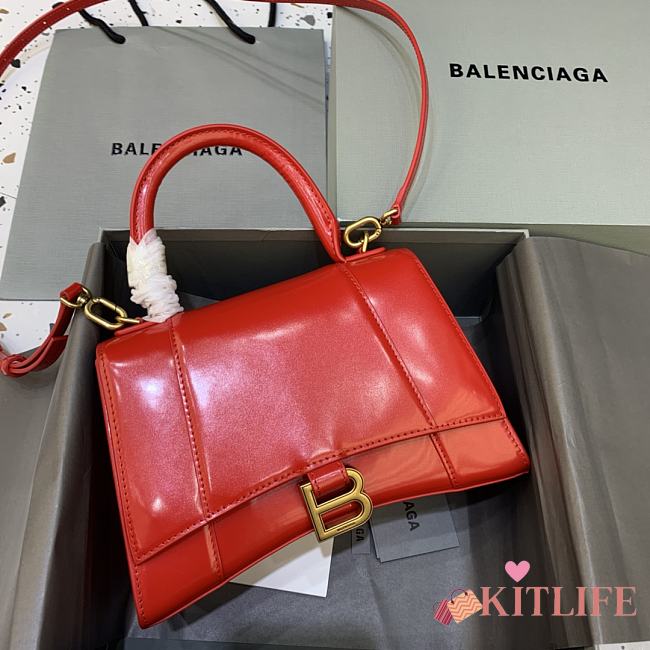 Kitlife Balenciaga Red Hourglass Top Handle Bag Medium - 23-10-14cm - 1
