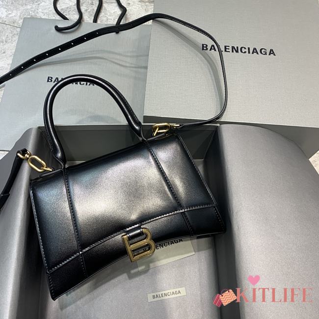 Kitlife Balenciaga Black Gold Hardware Hourglass Top Handle Bag Medium - 23-10-14cm - 1