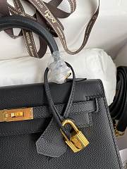 Kitlife Hermes Kelly Epsom leather black gold buckle - 28x25cm - 2