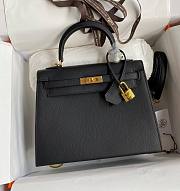 Kitlife Hermes Kelly Epsom leather black gold buckle - 28x25cm - 1