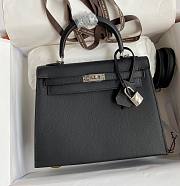 Kitlife Hermes Kelly Epsom leather black silver buckle - 28x25cm - 1