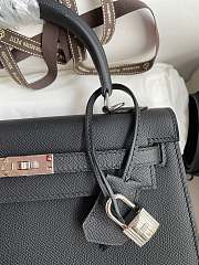 Kitlife Hermes Kelly Epsom leather black silver buckle - 28x25cm - 6