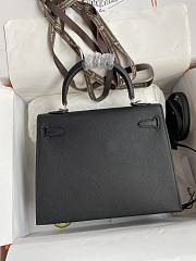 Kitlife Hermes Kelly Epsom leather black silver buckle - 28x25cm - 3