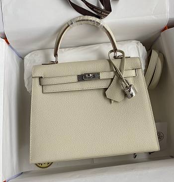 Kitlife Hermes Kelly Epsom leather white silver buckle - 28x25cm