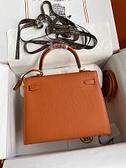 Kitlife Hermes Kelly Epsom leather orange gold buckle - 28x25cm - 5