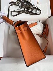 Kitlife Hermes Kelly Epsom leather orange silver buckle - 28x25cm - 6