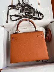 Kitlife Hermes Kelly Epsom leather orange silver buckle - 28x25cm - 4