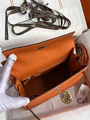 Kitlife Hermes Kelly Epsom leather orange silver buckle - 28x25cm - 3