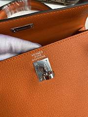 Kitlife Hermes Kelly Epsom leather orange silver buckle - 28x25cm - 2