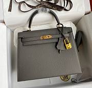 Kitlife Hermes Kelly Epsom leather dark grey gold buckle - 28x25cm - 1