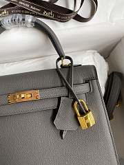 Kitlife Hermes Kelly Epsom leather dark grey gold buckle - 28x25cm - 6