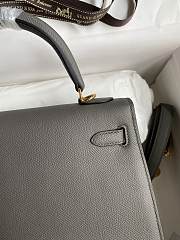 Kitlife Hermes Kelly Epsom leather dark grey gold buckle - 28x25cm - 2