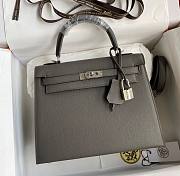 Kitlife Hermes Kelly Epsom leather dark grey silver buckle - 28x25cm - 1