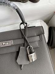 Kitlife Hermes Kelly Epsom leather dark grey silver buckle - 28x25cm - 6