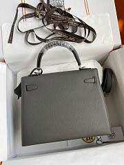 Kitlife Hermes Kelly Epsom leather dark grey silver buckle - 28x25cm - 4