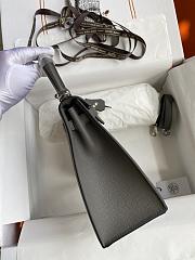 Kitlife Hermes Kelly Epsom leather dark grey silver buckle - 28x25cm - 2