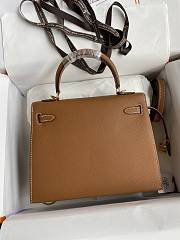 Kitlife Hermes Kelly Epsom leather brown gold silver buckle - 28x25cm - 6