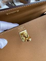 Kitlife Hermes Kelly Epsom leather brown gold silver buckle - 28x25cm - 5