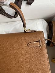 Kitlife Hermes Kelly Epsom leather brown gold silver buckle - 28x25cm - 4
