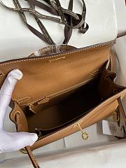Kitlife Hermes Kelly Epsom leather brown gold silver buckle - 28x25cm - 3