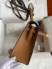 Kitlife Hermes Kelly Epsom leather brown gold silver buckle - 28x25cm - 2