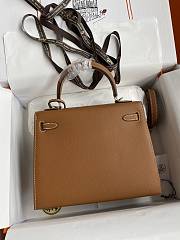 Kitlife Hermes Kelly Epsom leather brown silver buckle - 28x25cm - 2