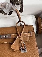 Kitlife Hermes Kelly Epsom leather brown silver buckle - 28x25cm - 4