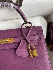 Kitlife Hermes Kelly Epsom leather purple gold buckle - 28x25cm - 6