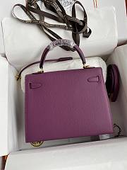 Kitlife Hermes Kelly Epsom leather purple gold buckle - 28x25cm - 3