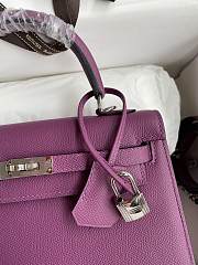 Kitlife Hermes Kelly Epsom leather purple silver buckle - 28x25cm - 5