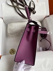 Kitlife Hermes Kelly Epsom leather purple silver buckle - 28x25cm - 4