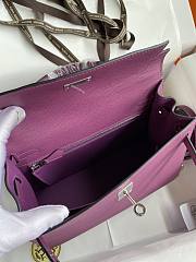 Kitlife Hermes Kelly Epsom leather purple silver buckle - 28x25cm - 2
