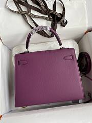 Kitlife Hermes Kelly Epsom leather purple silver buckle - 28x25cm - 3