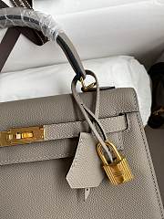 Kitlife Hermes Kelly Epsom leather grey gold buckle - 28x25cm - 6