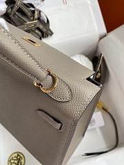 Kitlife Hermes Kelly Epsom leather grey gold buckle - 28x25cm - 5